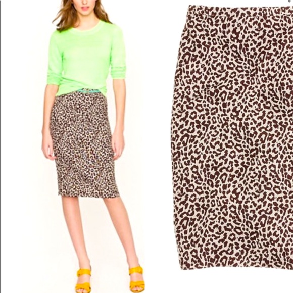 J Crew No. 2 Pencil Skirt Leopard print, 0P - Picture 1 of 7